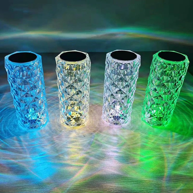 LED Crystal Table Lamp — 16-Color Touch Control Diamond Light for Home Decor