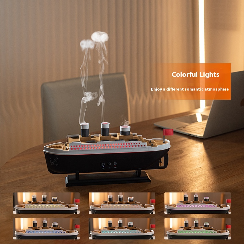 Retro Ship Aroma Diffuser & Humidifier — Ultrasonic Desktop Aromatherapy with LED Light