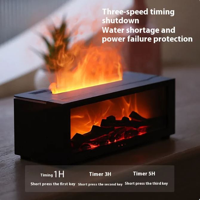Flame Essential Oil Diffuser — Ultrasonic Aromatherapy Humidifier with Colorful LED Flame Effect