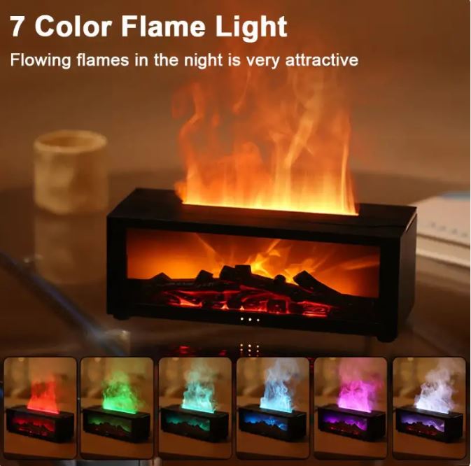 Flame Essential Oil Diffuser — Ultrasonic Aromatherapy Humidifier with Colorful LED Flame Effect