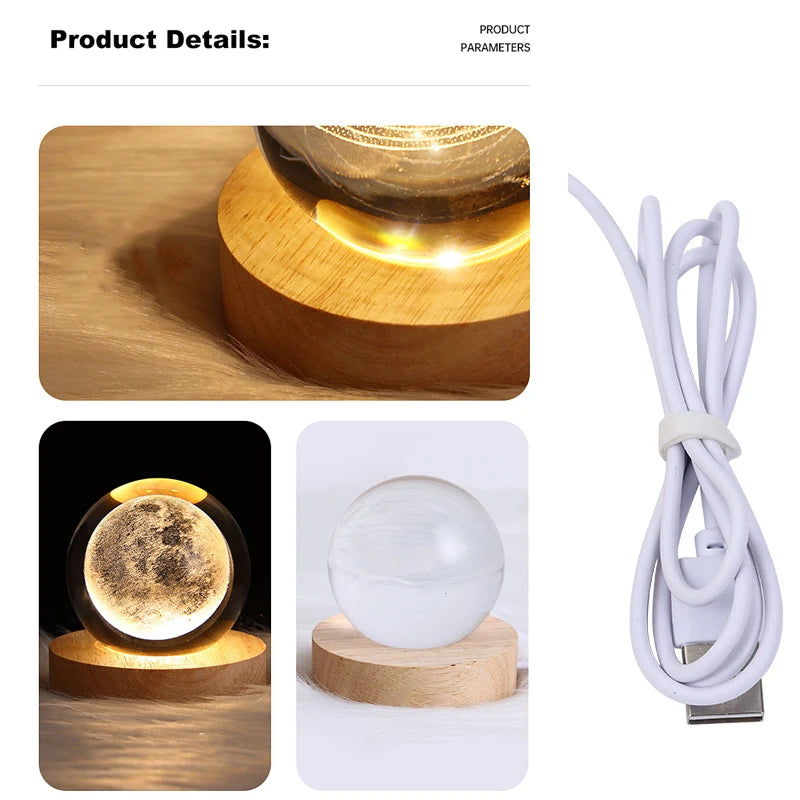 3D LED Galaxy Night Light — Moon & Planet Decor Lamp for Bedroom or Kids Room
