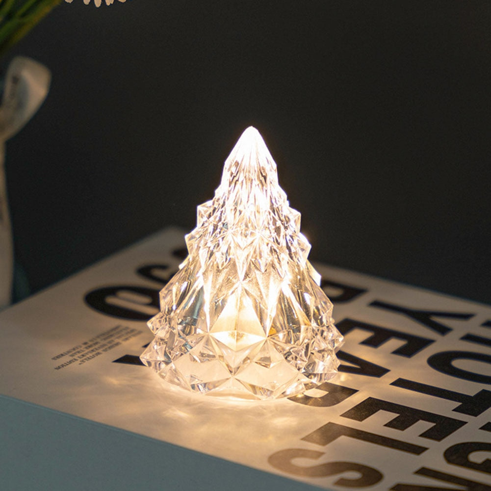 LED Crystal Desk Lamp — Romantic Cone Glass Night Light for Bedroom Decor