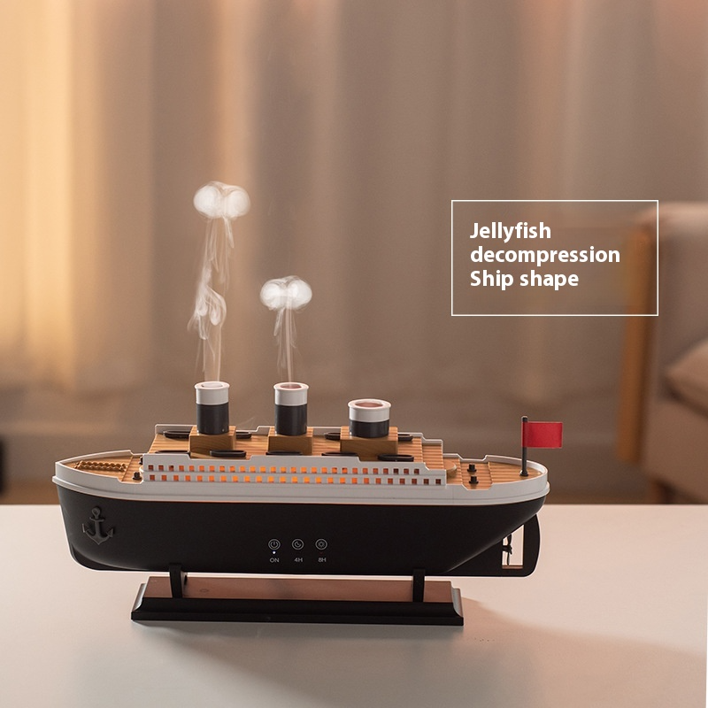 Retro Ship Aroma Diffuser & Humidifier — Ultrasonic Desktop Aromatherapy with LED Light