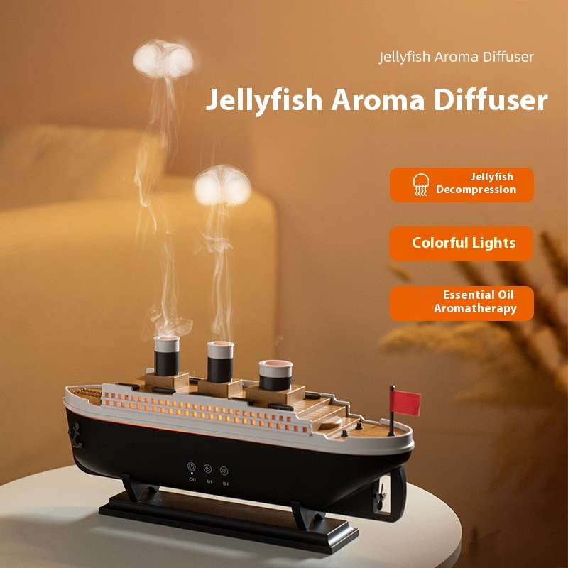 Retro Ship Aroma Diffuser & Humidifier — Ultrasonic Desktop Aromatherapy with LED Light
