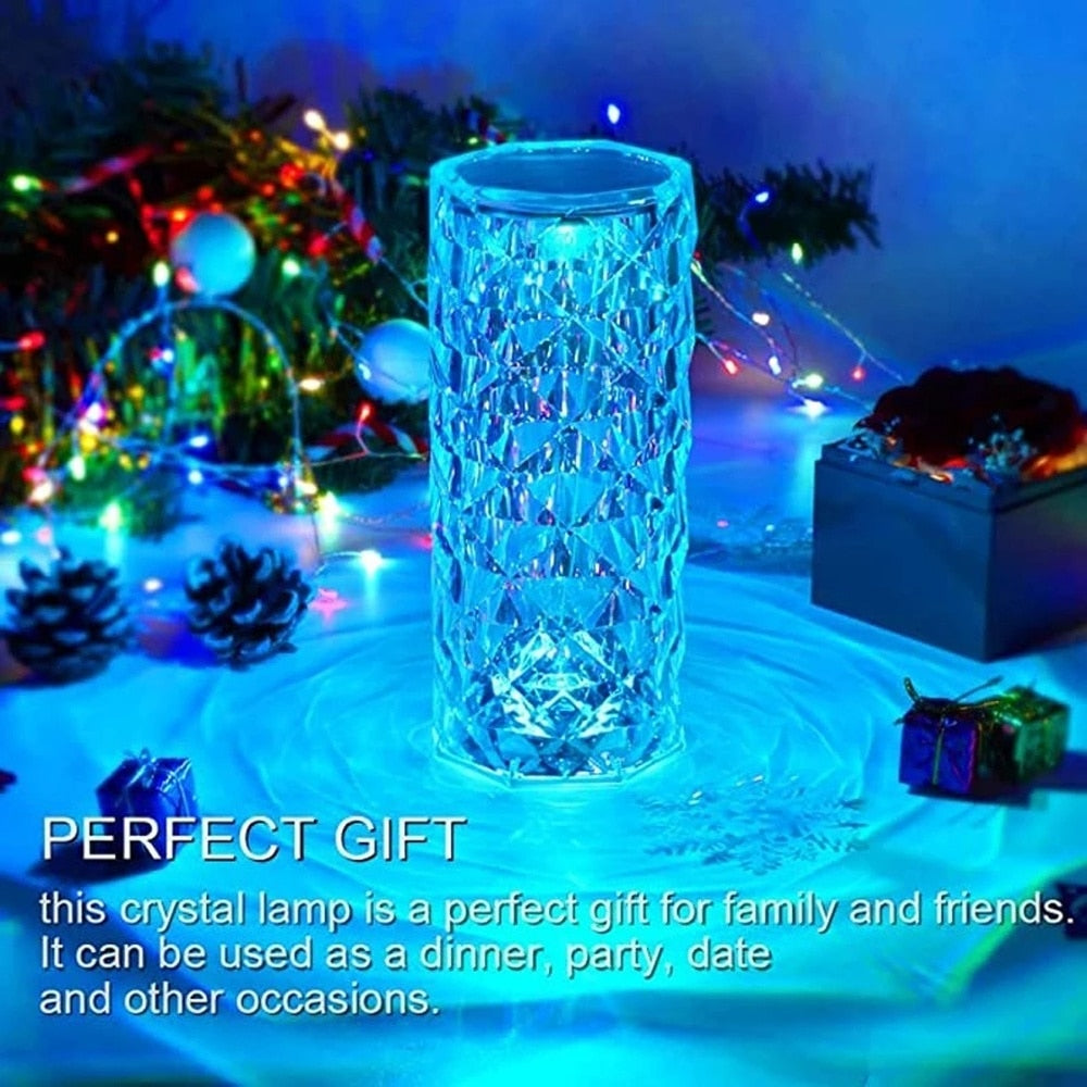 LED Crystal Table Lamp — 16-Color Touch Control Diamond Light for Home Decor