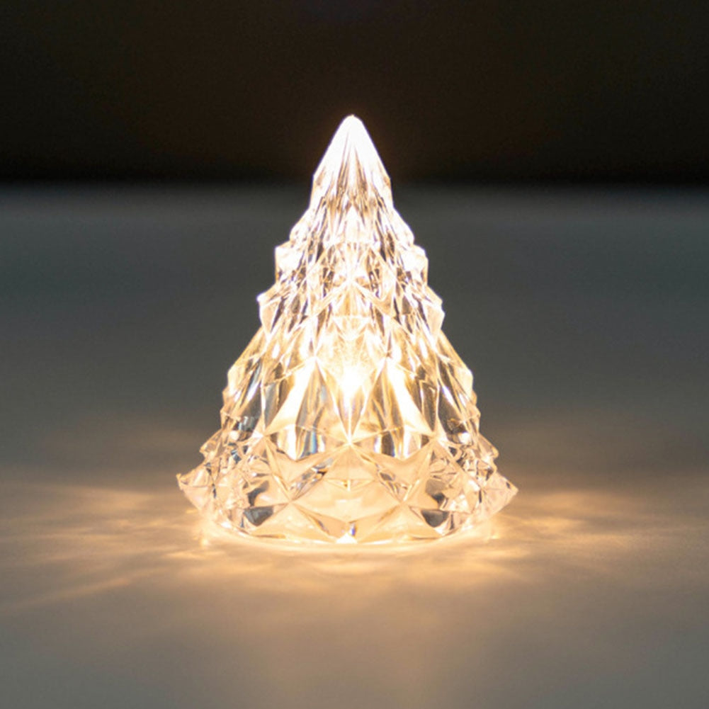 LED Crystal Desk Lamp — Romantic Cone Glass Night Light for Bedroom Decor