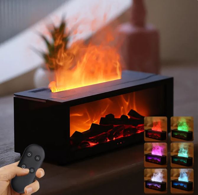 Flame Essential Oil Diffuser — Ultrasonic Aromatherapy Humidifier with Colorful LED Flame Effect