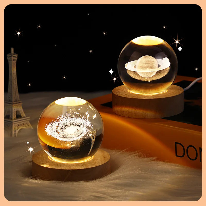 3D LED Galaxy Night Light — Moon & Planet Decor Lamp for Bedroom or Kids Room