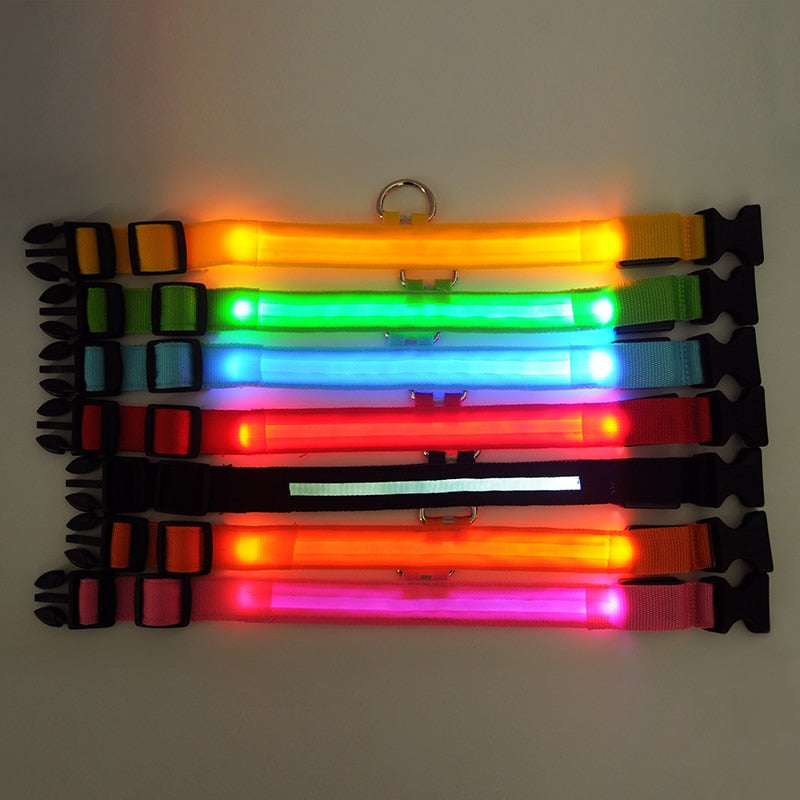 LED Pet Safety Collar — Waterproof Adjustable Glow Collar for Night Walks
